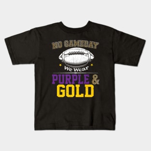 On Gameday Football We Wear Purple And Gold Leopard Kids T-Shirt